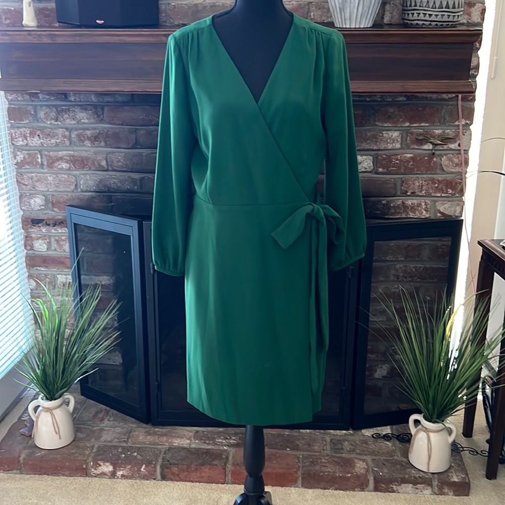 J Crew emerald green wrap dress